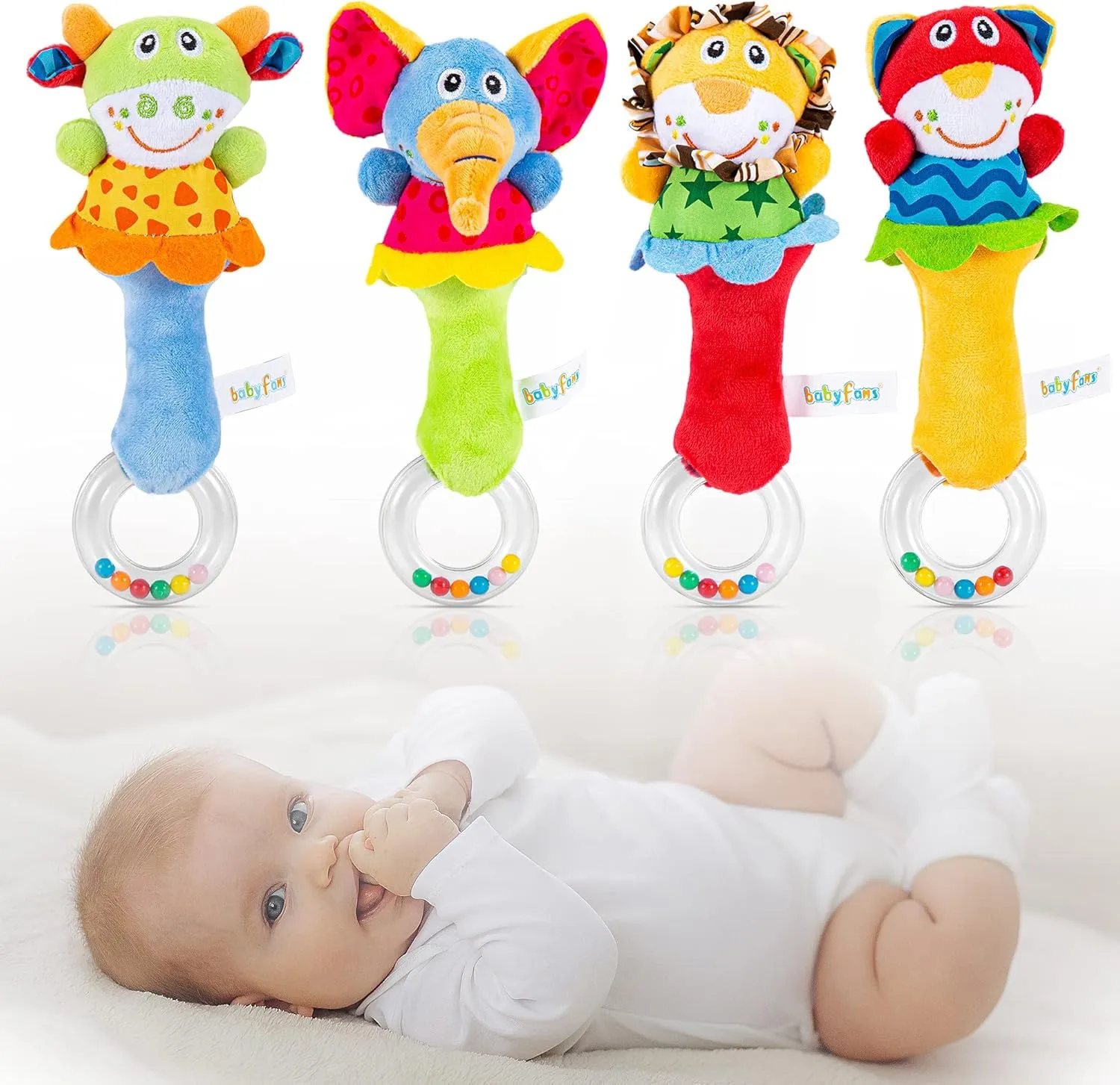 Baby Soft Rattles Toys - Infant Sensory Development Hand Grip Toys