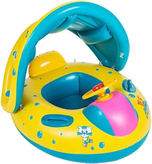 Baby Swimming Float, Baby Pool Float with Canopy, Inflatable Infant Pool Swimming Boat with Sunshade, Babies Swimming Float, Baby Pool Toy