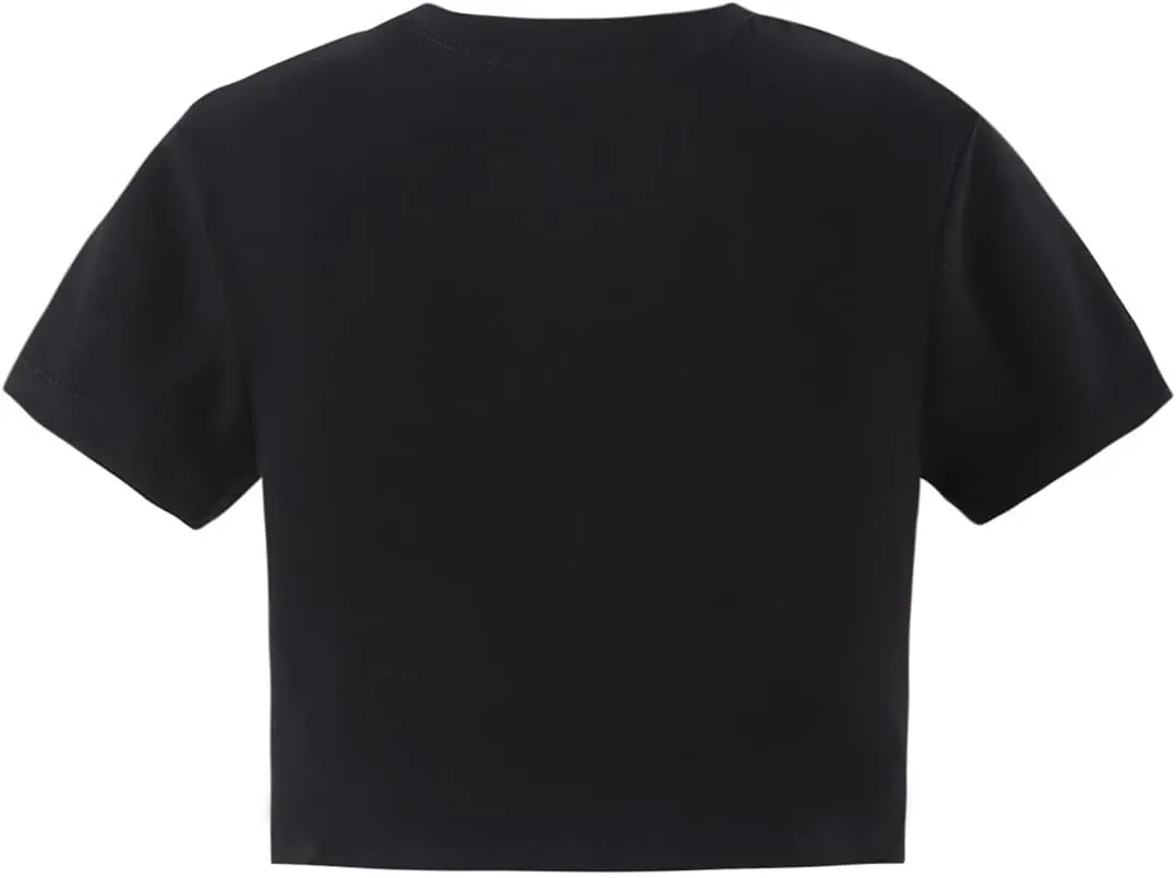 Baby Tees for Teen Girls Y2K Letter Print Crop Top Grunge Women T-Shirt
