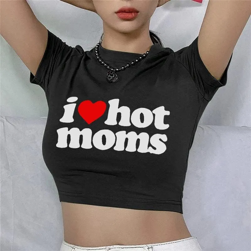 Baby Tees for Teen Girls Y2K Letter Print Crop Top Grunge Women T-Shirt