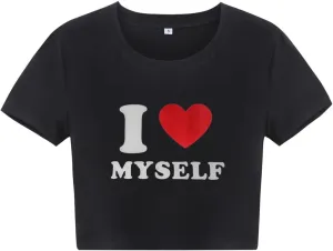 Baby Tees for Teen Girls Y2K Letter Print Crop Top Grunge Women T-Shirt