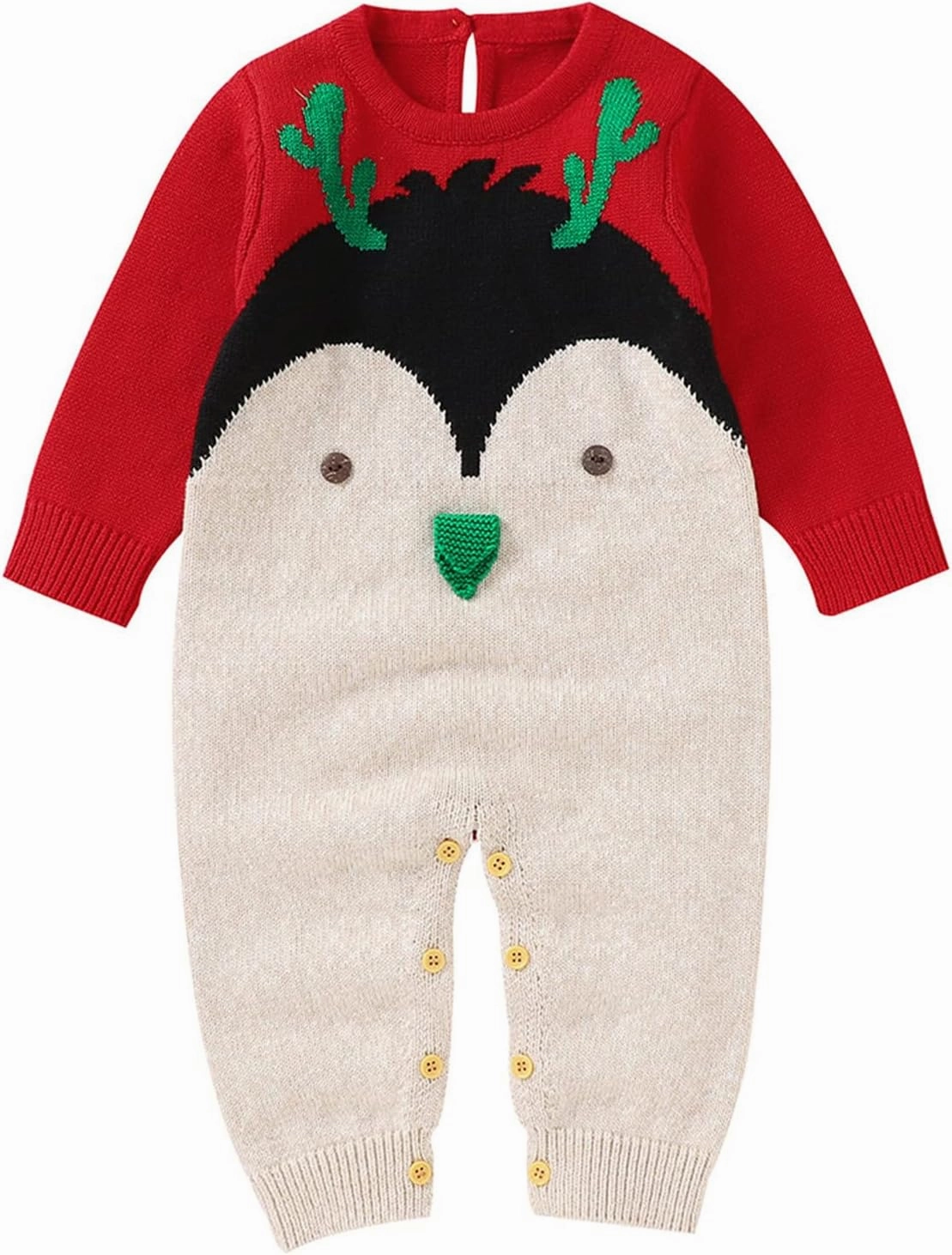 Baby Boys Girls Christmas Sweater Knit Romper Jumpsuit Newborn Long Sleeve Crewneck Bodysuit Cute Festival Xmas Clothes