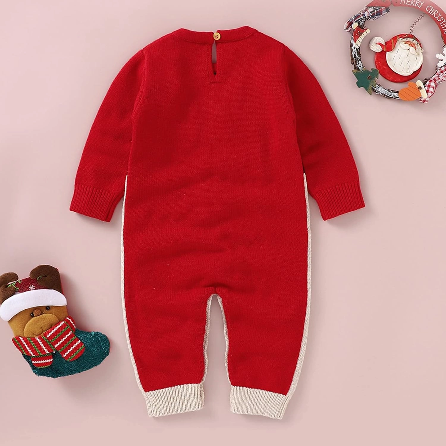 Baby Boys Girls Christmas Sweater Knit Romper Jumpsuit Newborn Long Sleeve Crewneck Bodysuit Cute Festival Xmas Clothes
