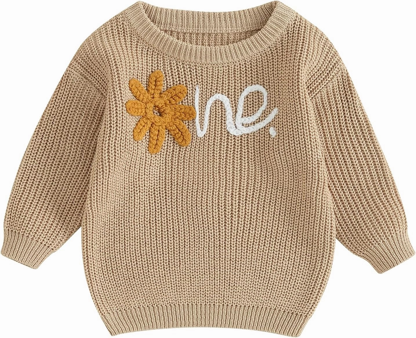 Baby Girl Boy First Birthday Outfit Embroidery Sweater Pullover Oversized Knit 1st Birthday Winter Cute Clothes
