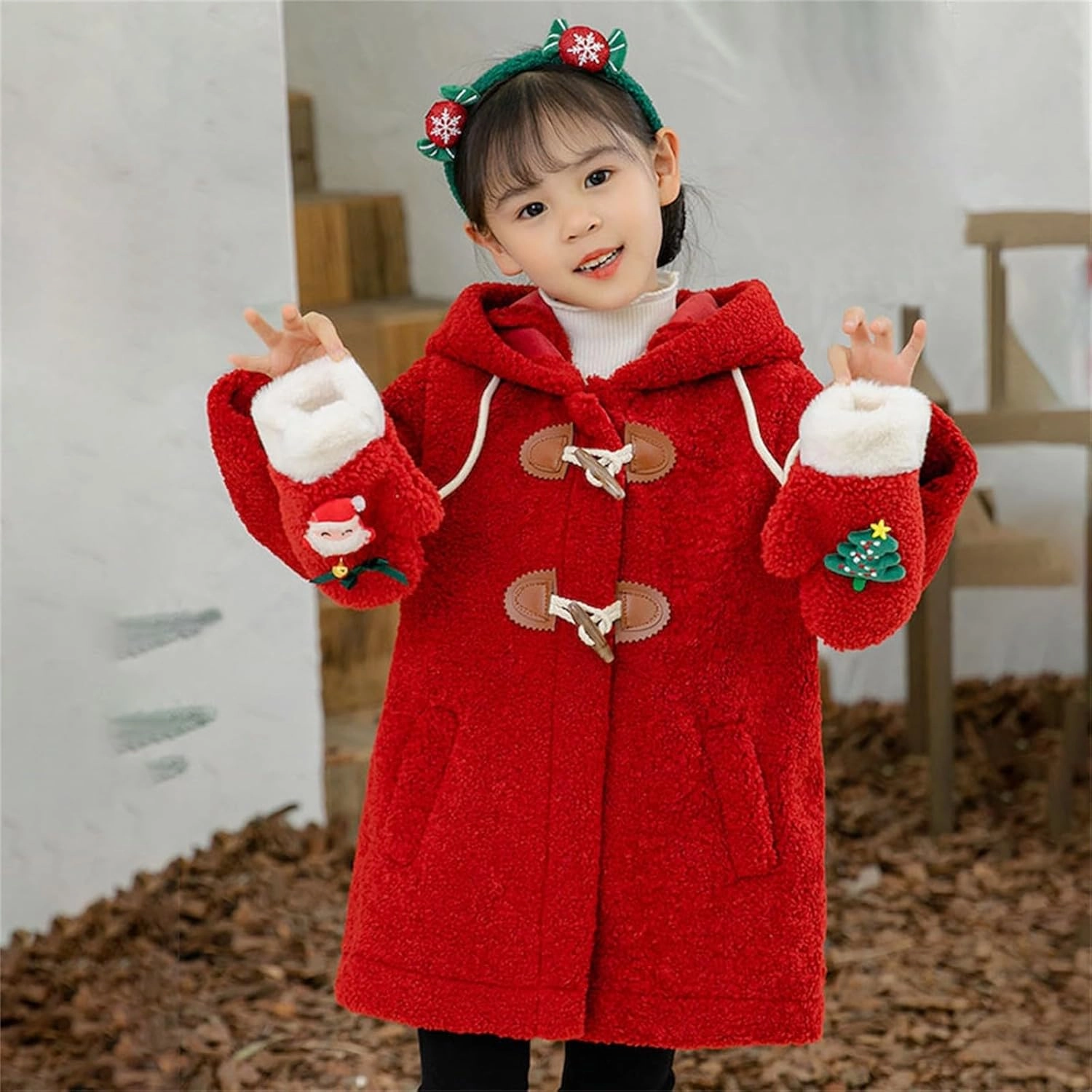 Baby Girl's Toddler Kids Fall Winter Coat Jacket Outerwear Ears Hood Hoodie Warm Casual Festival Christmas Outfits
