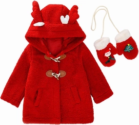 Baby Girl's Toddler Kids Fall Winter Coat Jacket Outerwear Ears Hood Hoodie Warm Casual Festival Christmas Outfits