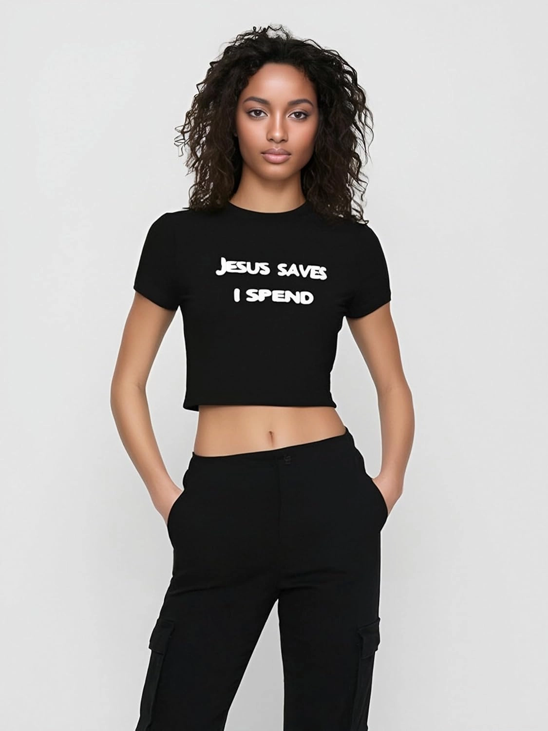 Baby Tees for Teen Girls Y2K Letter Print Crop Top Grunge Women T-Shirt