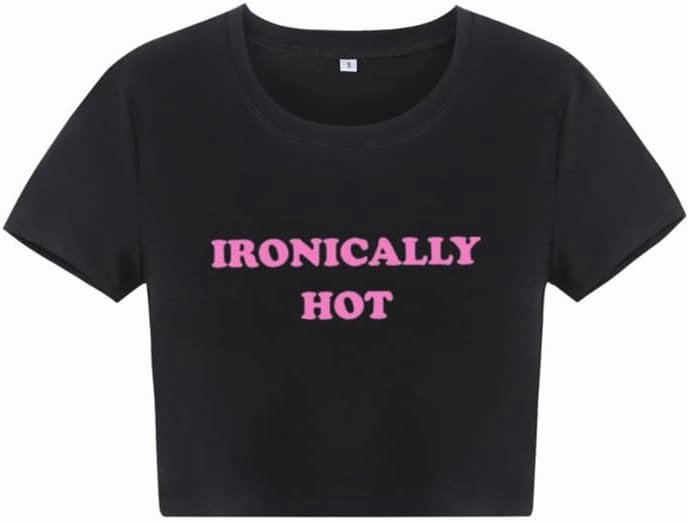 Baby Tees for Teen Girls Y2K Letter Print Crop Top Grunge Women T-Shirt