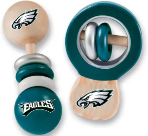 BabyFanatic Wood Rattle 2 Pack - NFL Philadelphia Eagles - Officially Licensed Baby Toy Set
