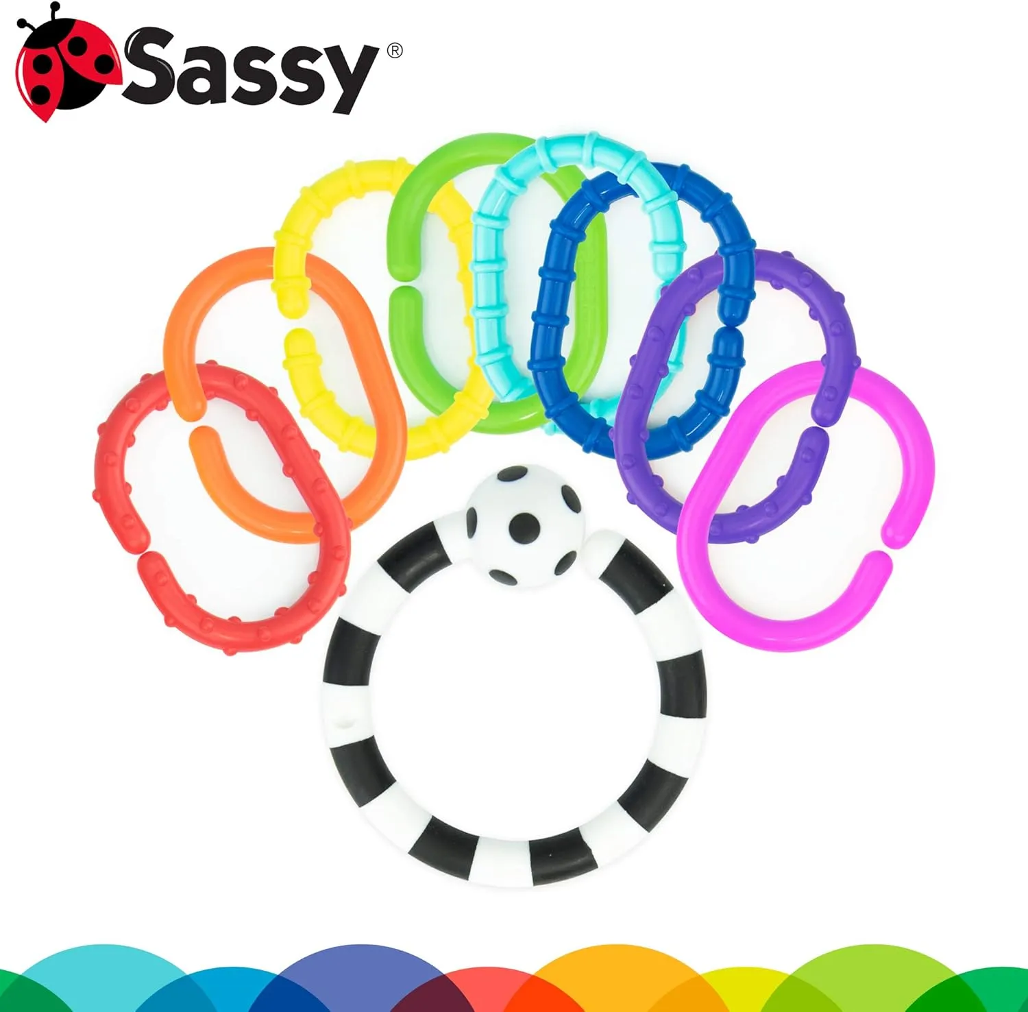 Baby's First Rattles Developmental Giftset for Newborns   | Includes Wrist Rattles, Hourglass Rattle, 9 pc Ring O’ Links, and Grasp & Spin Rattle