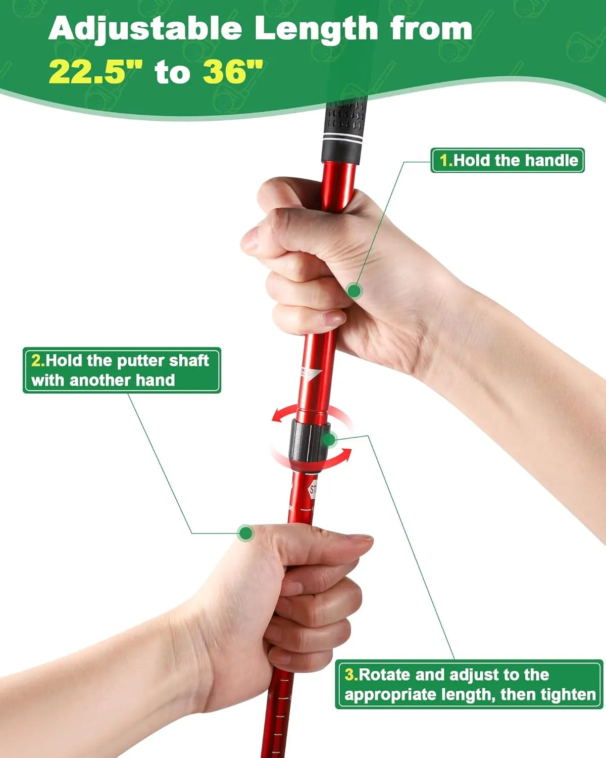 Backyard Golf Game Club 1 Pack with 5”x 3.5” Oversize Head and Adjustable 22.5-37” Telescopic Aluminum Shaft for All Ages Toddlers Juniors Adults Play Outdoor Golf Yard Game Hit Plastic and Foam Balls