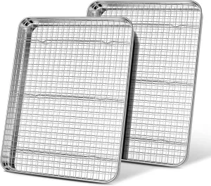 Baking Sheet Pan with Rack Set (4 Pcs), Joyfair Stainless Steel Cookie Sheets with Cooling Racks, Rectangular Bakeware for Jelly Roll/Bacon, Commercial Grade & Rust-free, Dishwasher Safe (17.5 Inch)