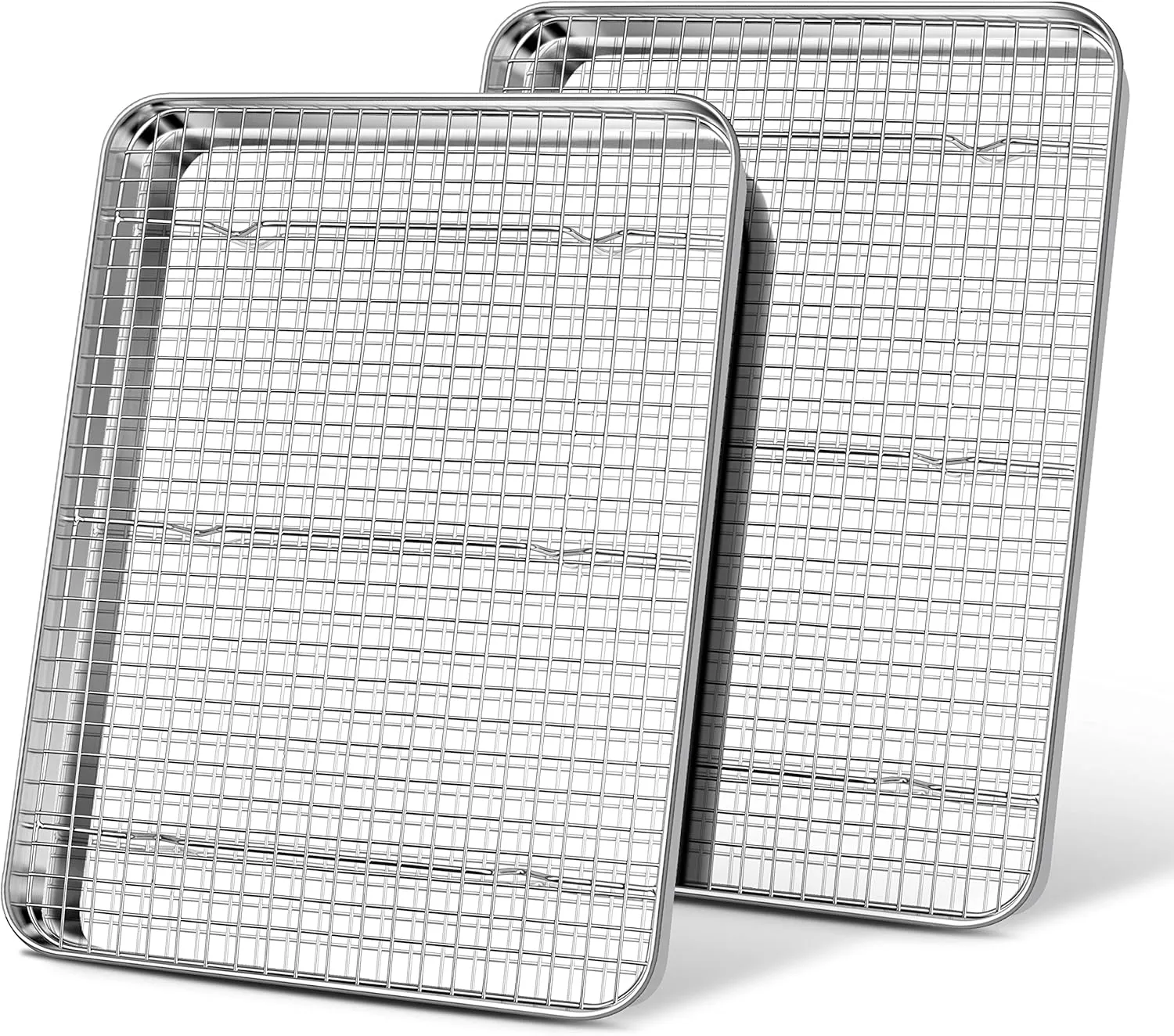 Baking Sheet Pan with Rack Set (4 Pcs), Joyfair Stainless Steel Cookie Sheets with Cooling Racks, Rectangular Bakeware for Jelly Roll/Bacon, Commercial Grade & Rust-free, Dishwasher Safe (17.5 Inch)