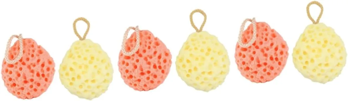 balacoo 6pcs Honeycomb Bath Sponge Soft Comfortable Shower for Body Cleansing Convenient Strap Bath Accessory for Women Girls Yellow Orange