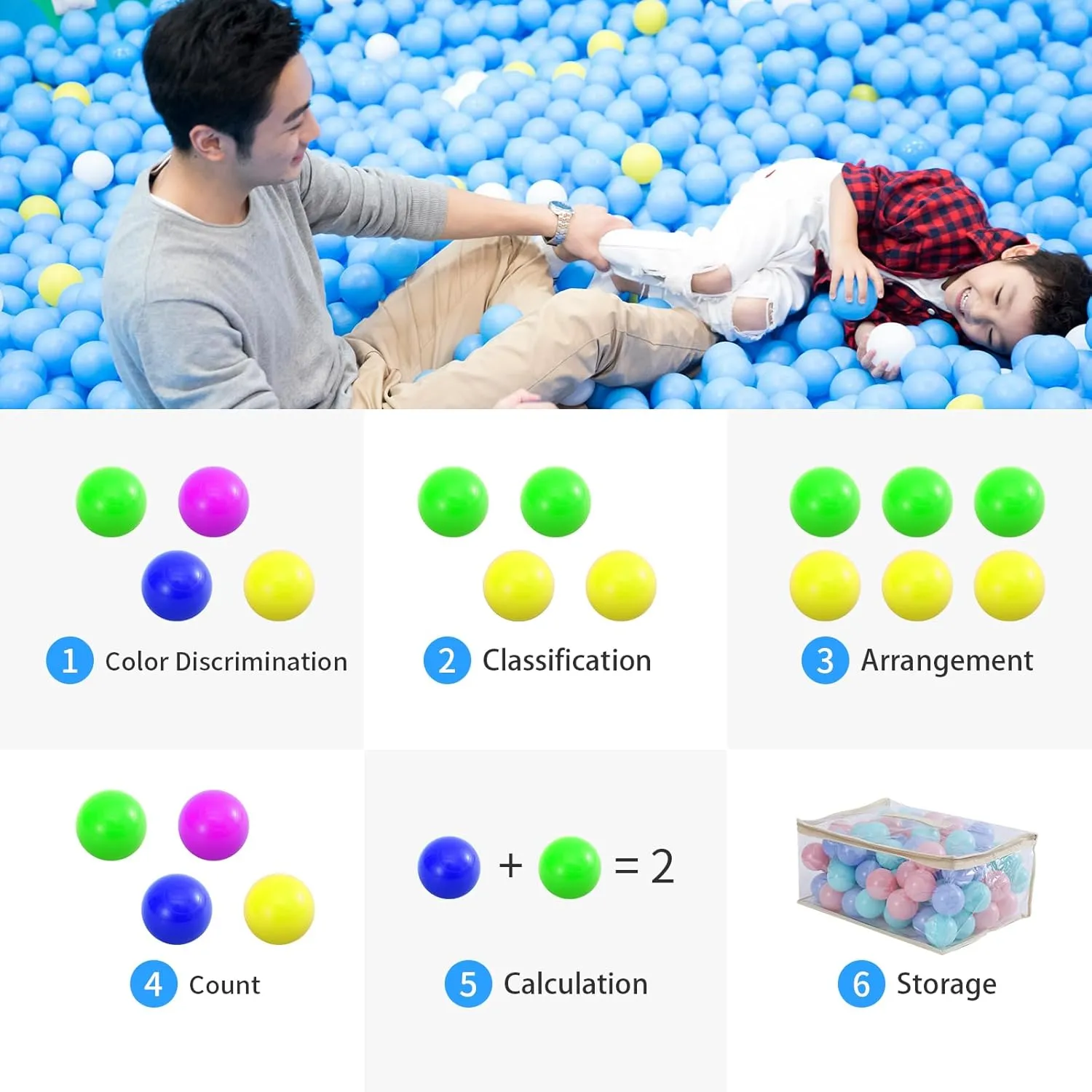 Ball Pit Balls for Toddlers, 2.15 Inches Summer Water Toy Balls, Thicken Soft Crush Proof PlasticPit Balls BPA Phthalate Free