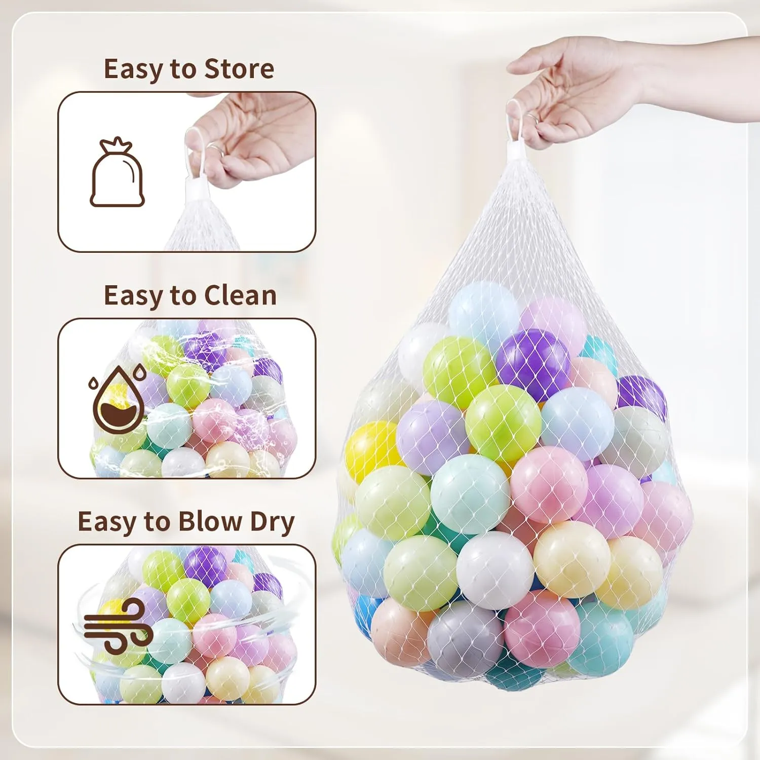 Ball Pit Balls for Toddlers, 2.15 Inches Summer Water Toy Balls, Thicken Soft Crush Proof PlasticPit Balls BPA Phthalate Free