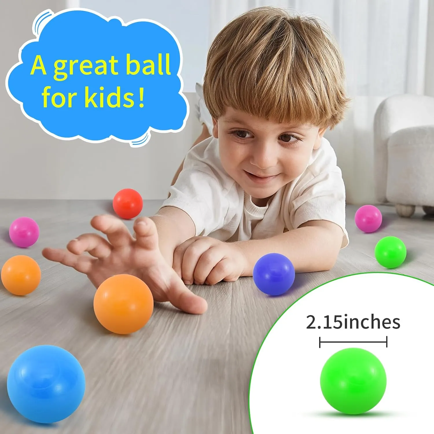 Ball Pit Balls for Toddlers, 2.15 Inches Summer Water Toy Balls, Thicken Soft Crush Proof PlasticPit Balls BPA Phthalate Free