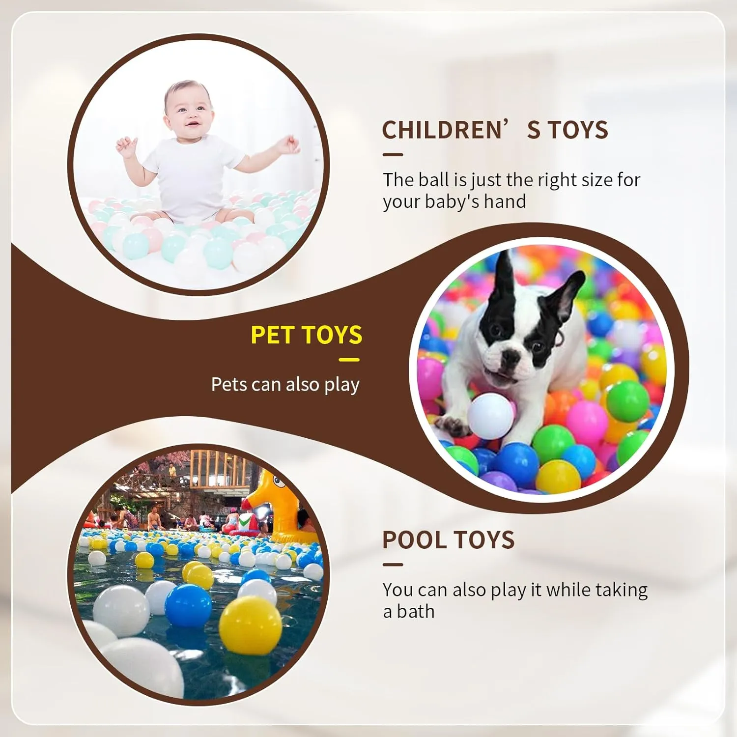 Ball Pit Balls for Toddlers, 2.15 Inches Summer Water Toy Balls, Thicken Soft Crush Proof PlasticPit Balls BPA Phthalate Free