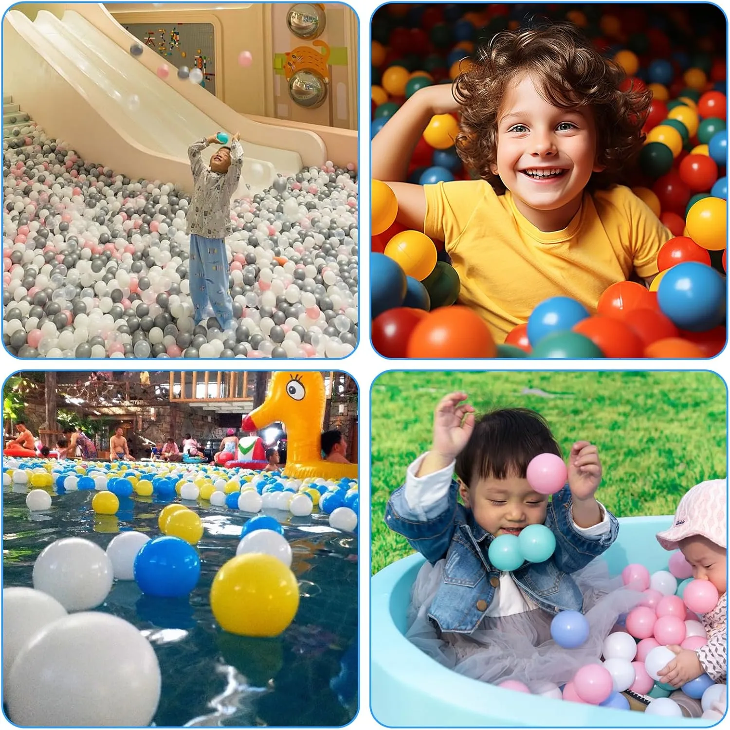 Ball Pit Balls for Toddlers, 2.15 Inches Summer Water Toy Balls, Thicken Soft Crush Proof PlasticPit Balls BPA Phthalate Free