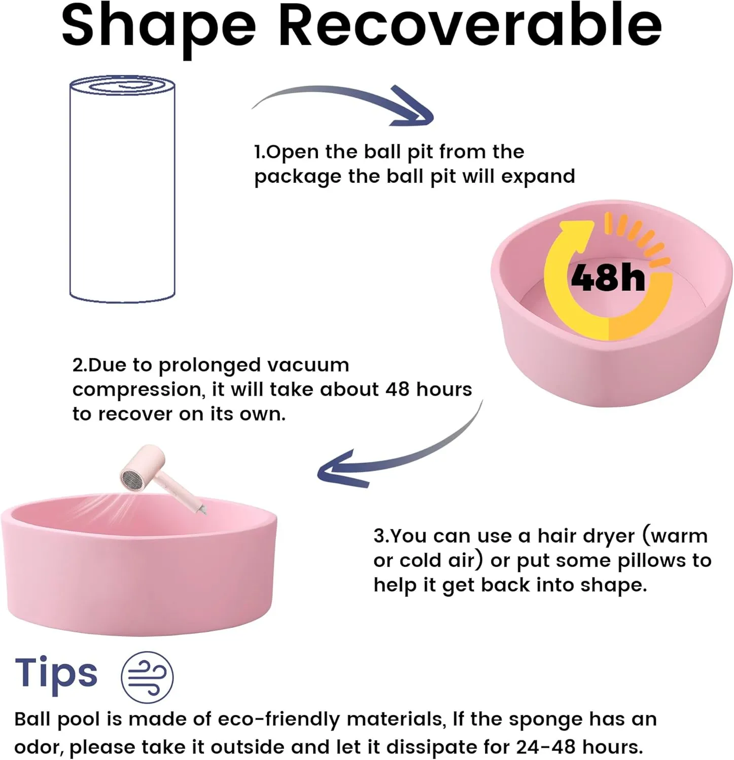 Ball Pit for Toddlers 35.43''x11.81 Baby Ball Pits Soft Memory Foam Ball Pit Round Kids Ball Pit Indoor Game Kids Play Ball Pool Ideal Gift for Girls and Boys (Pink, NO Balls)