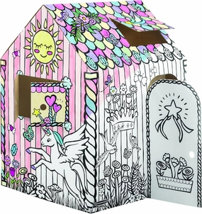 Bankers Box at Play Color in Unicorn Playhouse, Cardboard Playhouse and Life Size Craft Activity for Kids and Families