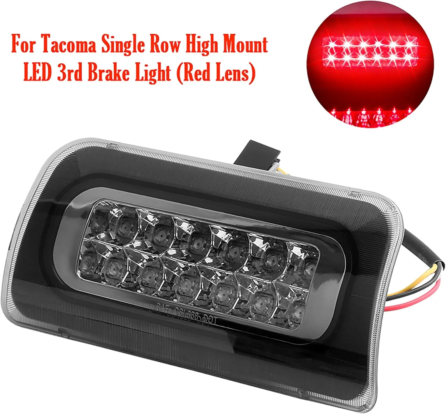 BASIKER 3rd Third Brake Light Tail Lights fit for 1994-2004 Chevy s10 S-10 GMC Sonoma Regular Cab or Crew Cab (Smoking Housing Red light)