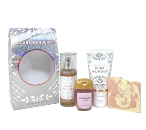 Bath & Body Works Pure Wonder You Are Wonderful Mini Gift Bag Trio - Fragrance Mist - Body Cream and Hand Gel - with a Himalayan Salts Springs Sample Soap - Travel Size