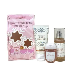 Bath and Body Pure Wonder Oh What Fun Mini Gift Set Bag - Fragrance Mist - Body Cream and a Hand Gel Arranged Inside a Small Holiday Gift Bag