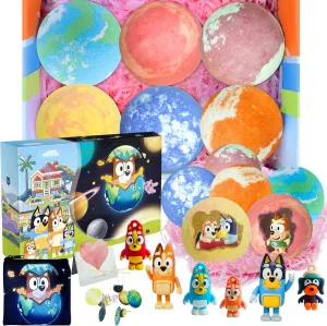Bath Bombs for Kids: Blue Heeler SleepyTime Bath Bombs with Surprise Inside, Easter Bath Bomb Rich in Natural Essential Oils, Planet Bath Bomb Gift Set for Dry Skin Moisturize, Kid Bath Toys (6 Pcs)