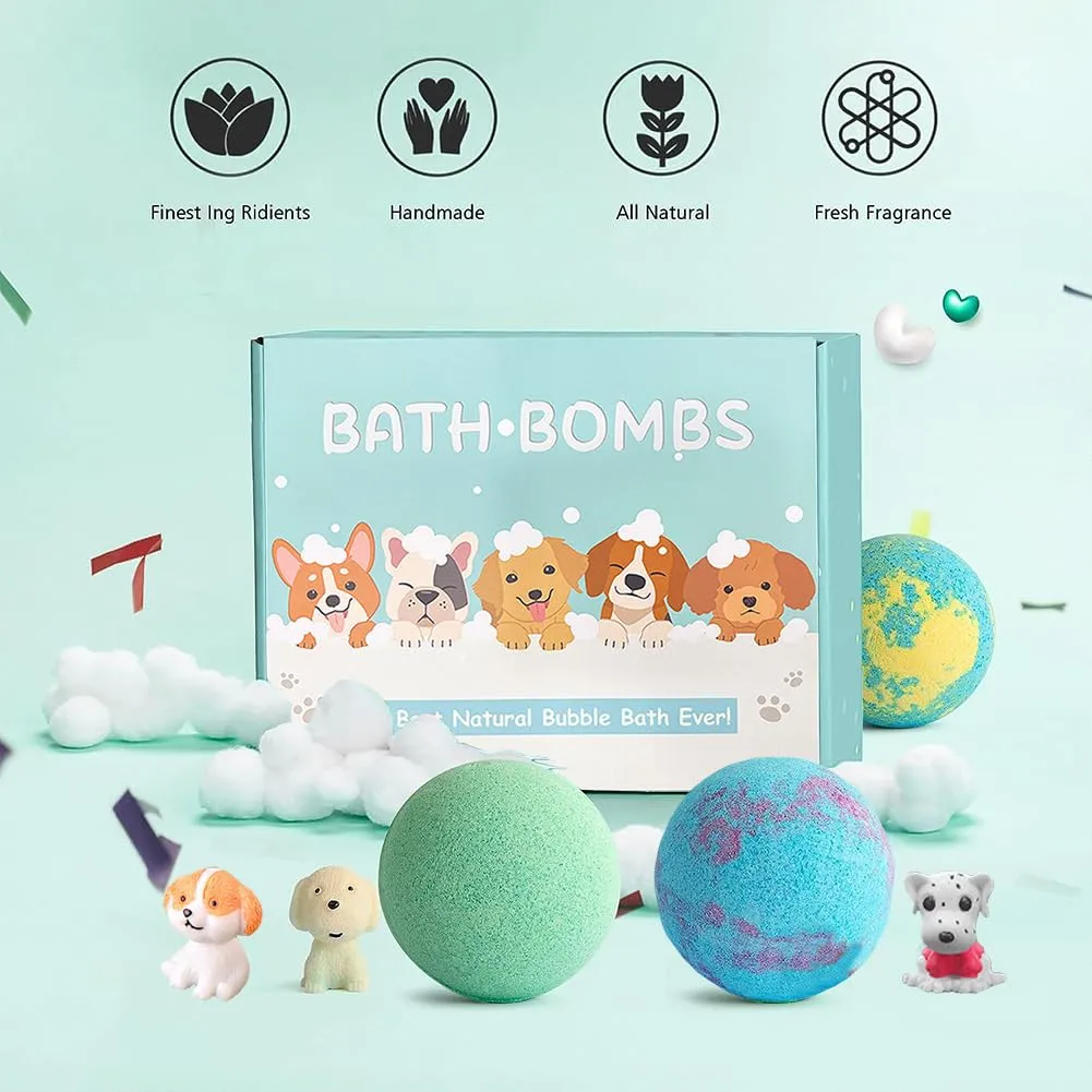 Bath Bombs for Kids with Surprise Inside for Girls Boys Toddlers, 20 Pack Organic Kids Bath Bombs with Puppy Dolls Inside, Kids Safe Handmade Bubble Bath Fizzies, Ideal Birthday Christmas Gift Set