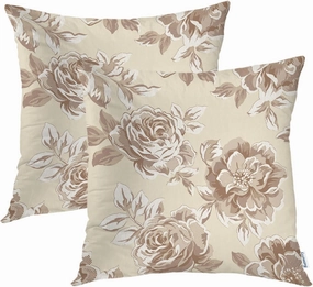 Batmerry Rose Floral Vintage Throw Pillow Covers,Brown Rose Beautiful Flower Pink Floral Decorative Pillow Covers Digital Printing Blended Fabric for Couch Sofa Bed Invisible Zipper 18X18 in