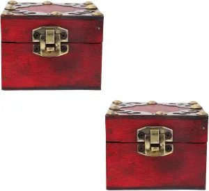 BBAUER Vintage Jewelry Box 2 Pcs Wood Treasure Chest Antique Style Necklace Ring Watch Organization Box with Locking Clasp Jewelry Packaging Case for Women Ladies Jewelry Organizer Tray