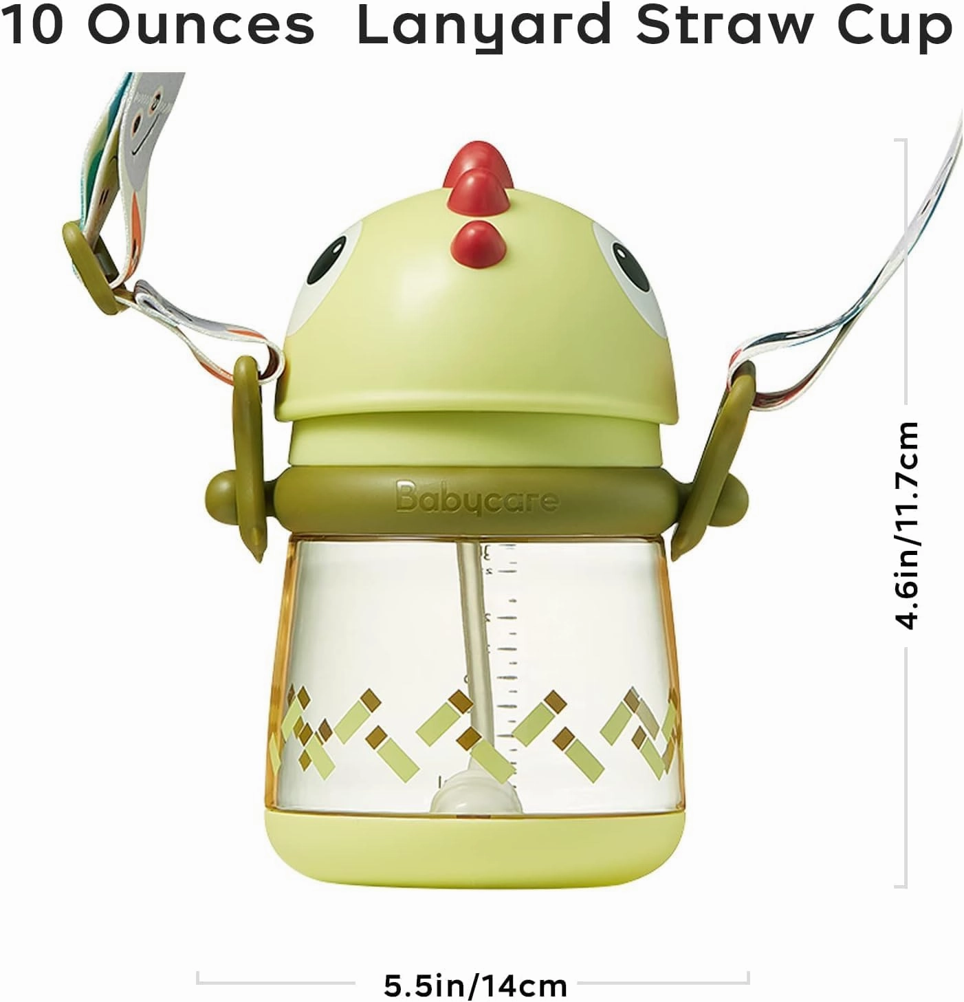 bc babycare Straw Sippy Cups for Toddler, No Spill Sippy Cups for Baby 1  Year Old, Transition Weighted Sippy Cup with Straw and Strap, 10oz/300ml, Green