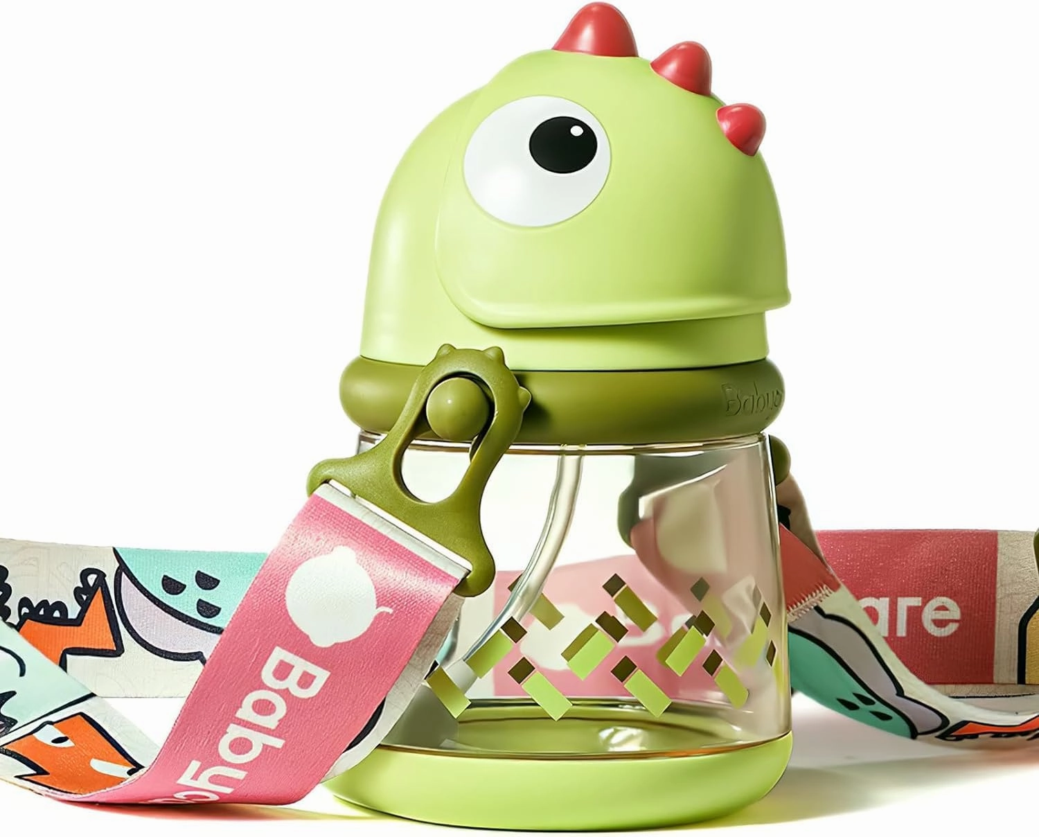 bc babycare Straw Sippy Cups for Toddler, No Spill Sippy Cups for Baby 1  Year Old, Transition Weighted Sippy Cup with Straw and Strap, 10oz/300ml, Green