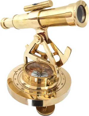 Beautiful Look Maritime Collectible Alidade Compass Shiny Brass Finish Nautical Marine Instrument Vintage Navigation Tool for Decor and Gift