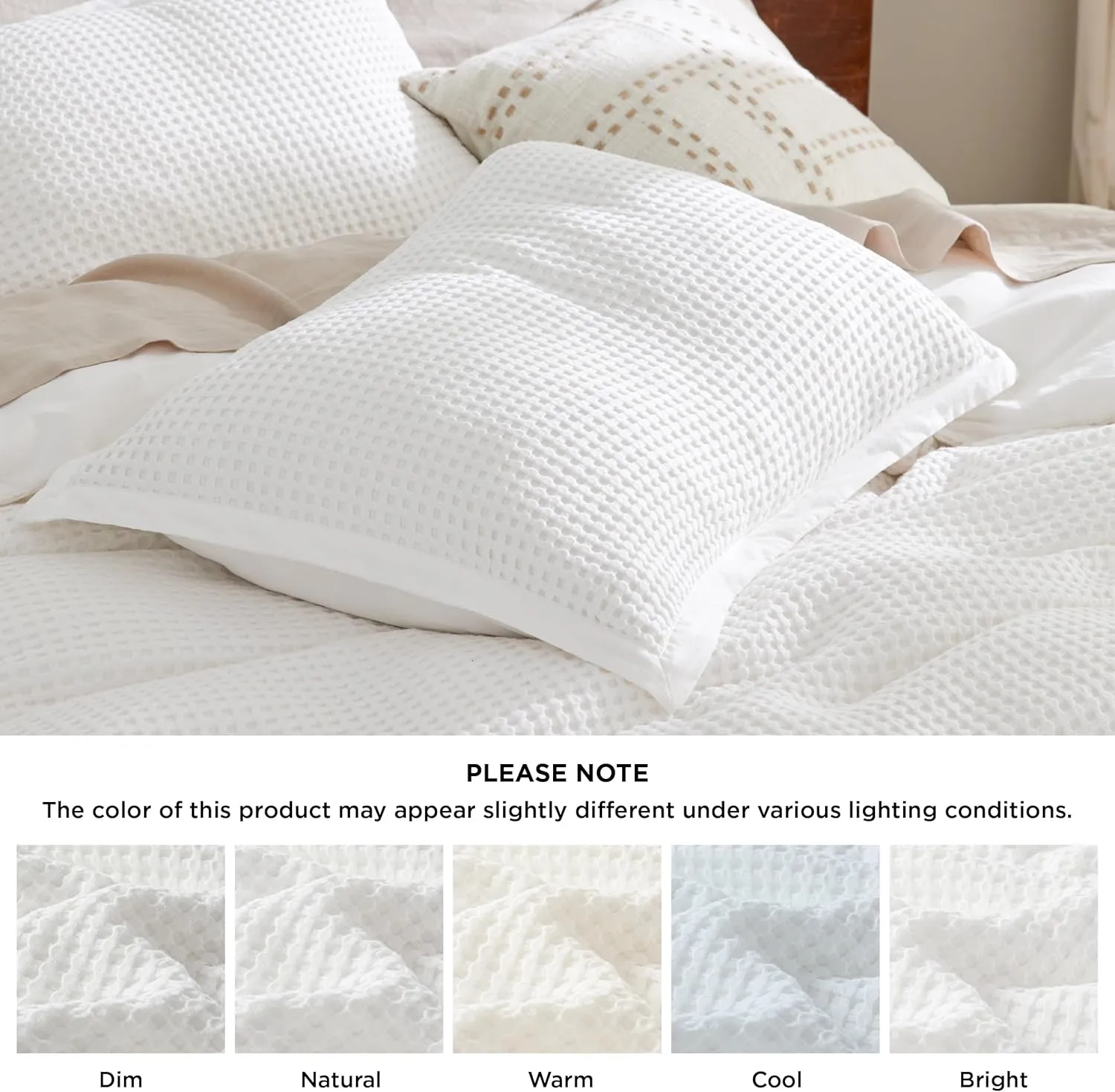 Bedsure Cooling Waffle Duvet Cover King - Cotton Blend Rayon Derived from Bamboo Duvet Cover Set for Hot Sleepers, Breathable Bedding Set With a Vintage Charm, 3 Pieces (Coconut White, King, 104"x90")