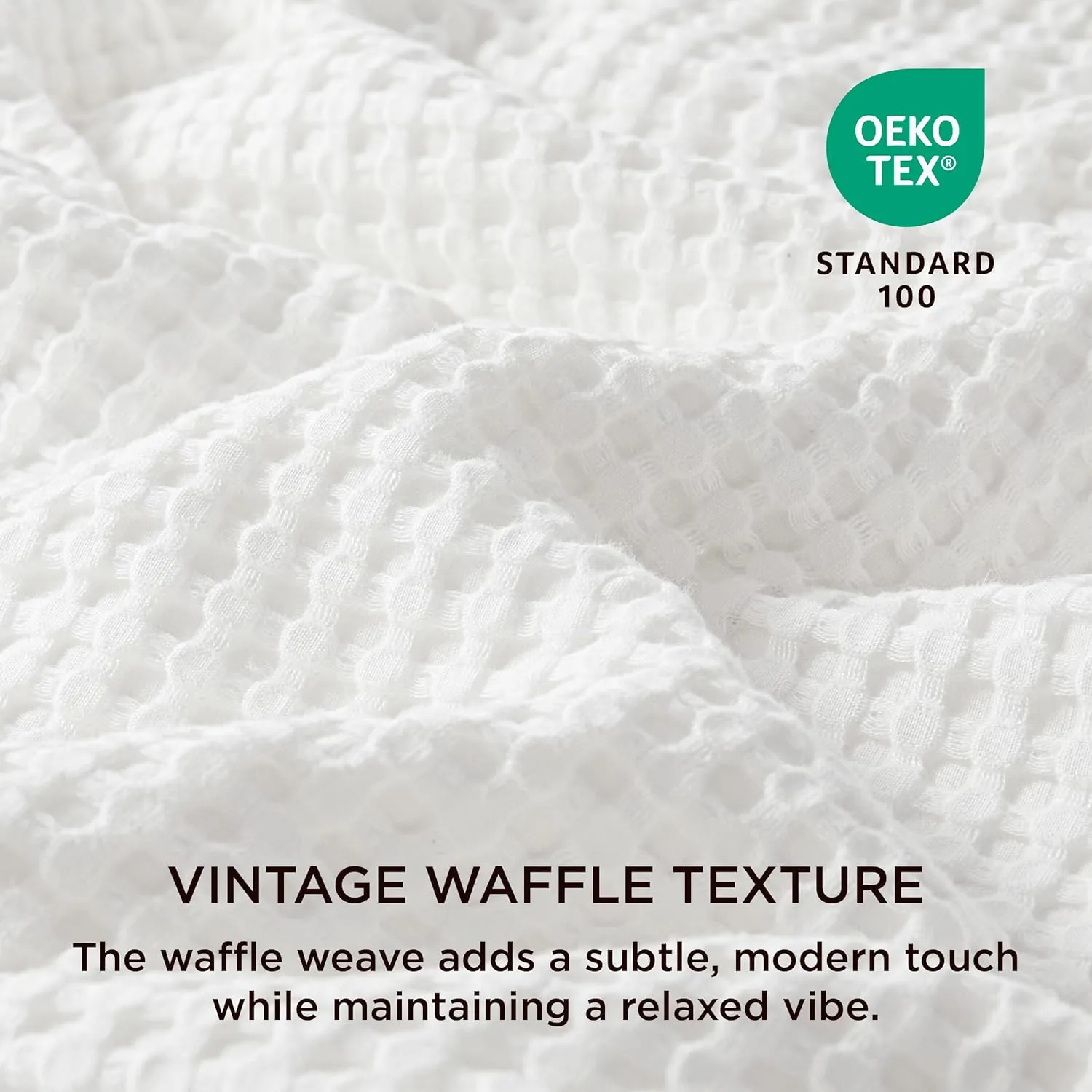Bedsure Cooling Waffle Duvet Cover King - Cotton Blend Rayon Derived from Bamboo Duvet Cover Set for Hot Sleepers, Breathable Bedding Set With a Vintage Charm, 3 Pieces (Coconut White, King, 104"x90")