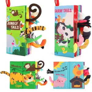 beiens Baby Books 0-6 Months, 2PCS Baby Toys 0-3-6-12-18 Months, Touch Feel Sensory Cloth Crinkle Soft Books, Tummy Time Toys, Stroller Infant Newborn Toys, Boy Girl Shower Gifts