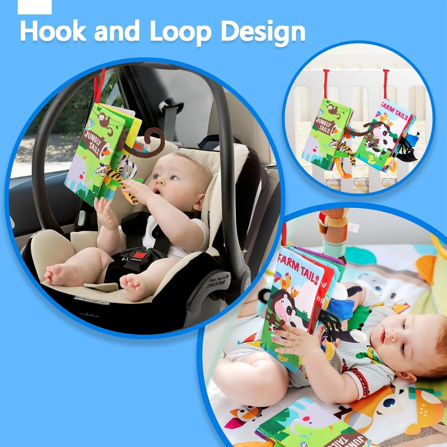 beiens Baby Books 0-6 Months, 2PCS Baby Toys 0-3-6-12-18 Months, Touch Feel Sensory Cloth Crinkle Soft Books, Tummy Time Toys, Stroller Infant Newborn Toys, Boy Girl Shower Gifts