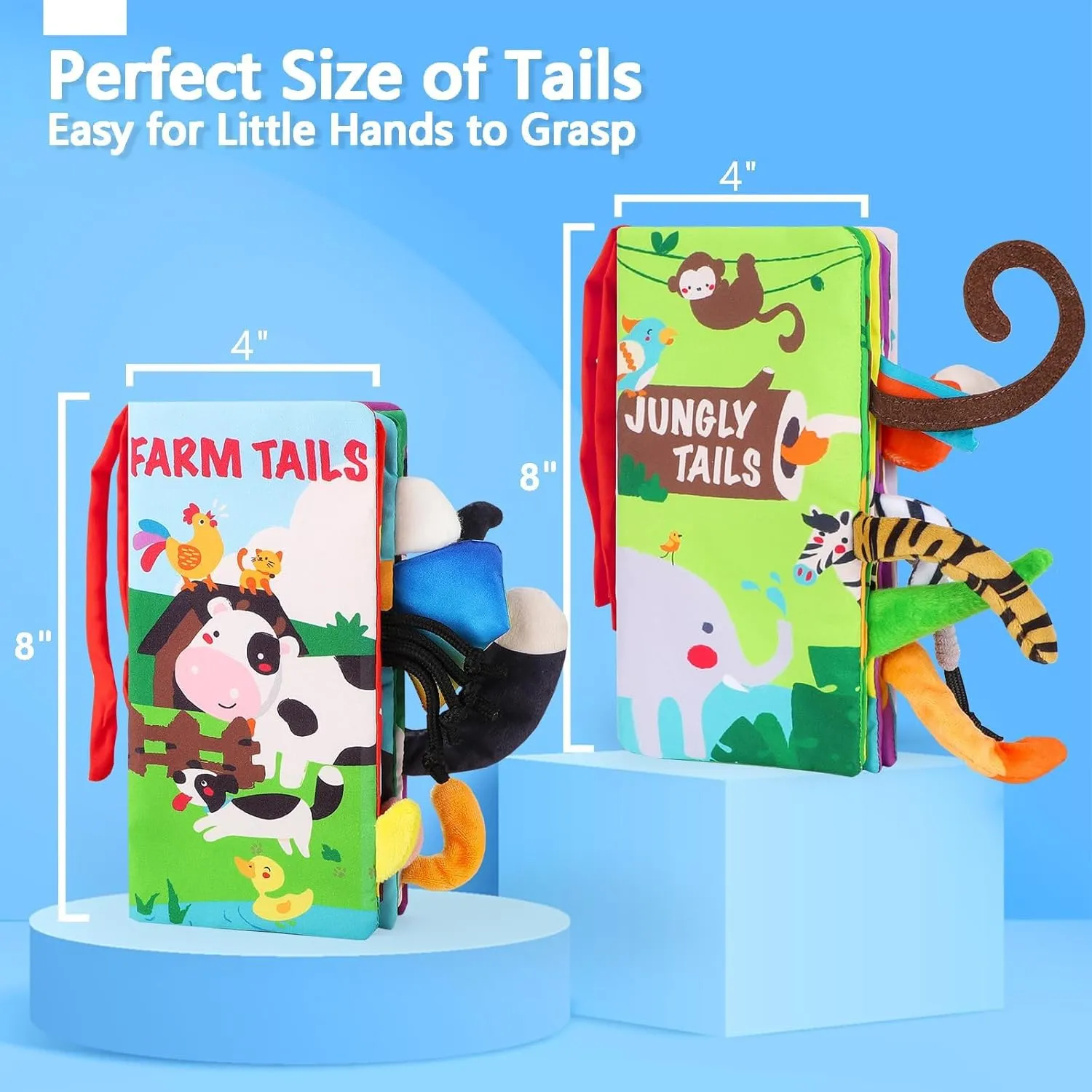 beiens Baby Books 0-6 Months, 2PCS Baby Toys 0-3-6-12-18 Months, Touch Feel Sensory Cloth Crinkle Soft Books, Tummy Time Toys, Stroller Infant Newborn Toys, Boy Girl Shower Gifts