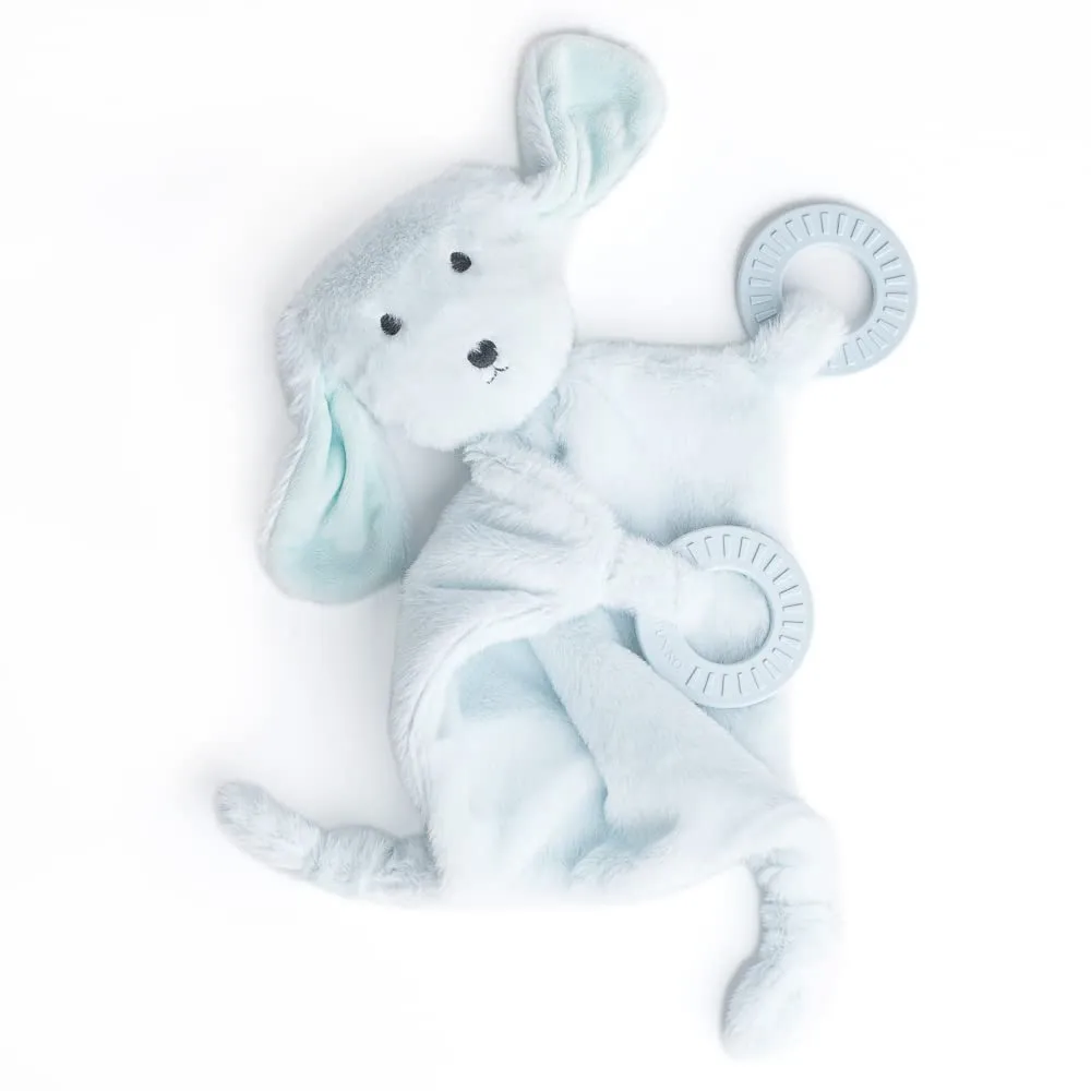 Bella Tunno Teether Buddy – Soft, Plush Baby Lovey with Textured Baby Teether Toy and Gentle Rattling Head, Comforts and Brings Teething Relief, Colorful Animal-Themed Baby Teething Toys (Dog)