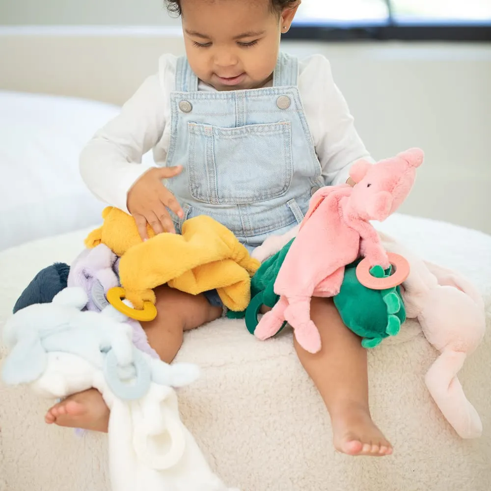 Bella Tunno Teether Buddy – Soft, Plush Baby Lovey with Textured Baby Teether Toy and Gentle Rattling Head, Comforts and Brings Teething Relief, Colorful Animal-Themed Baby Teething Toys (Dog)