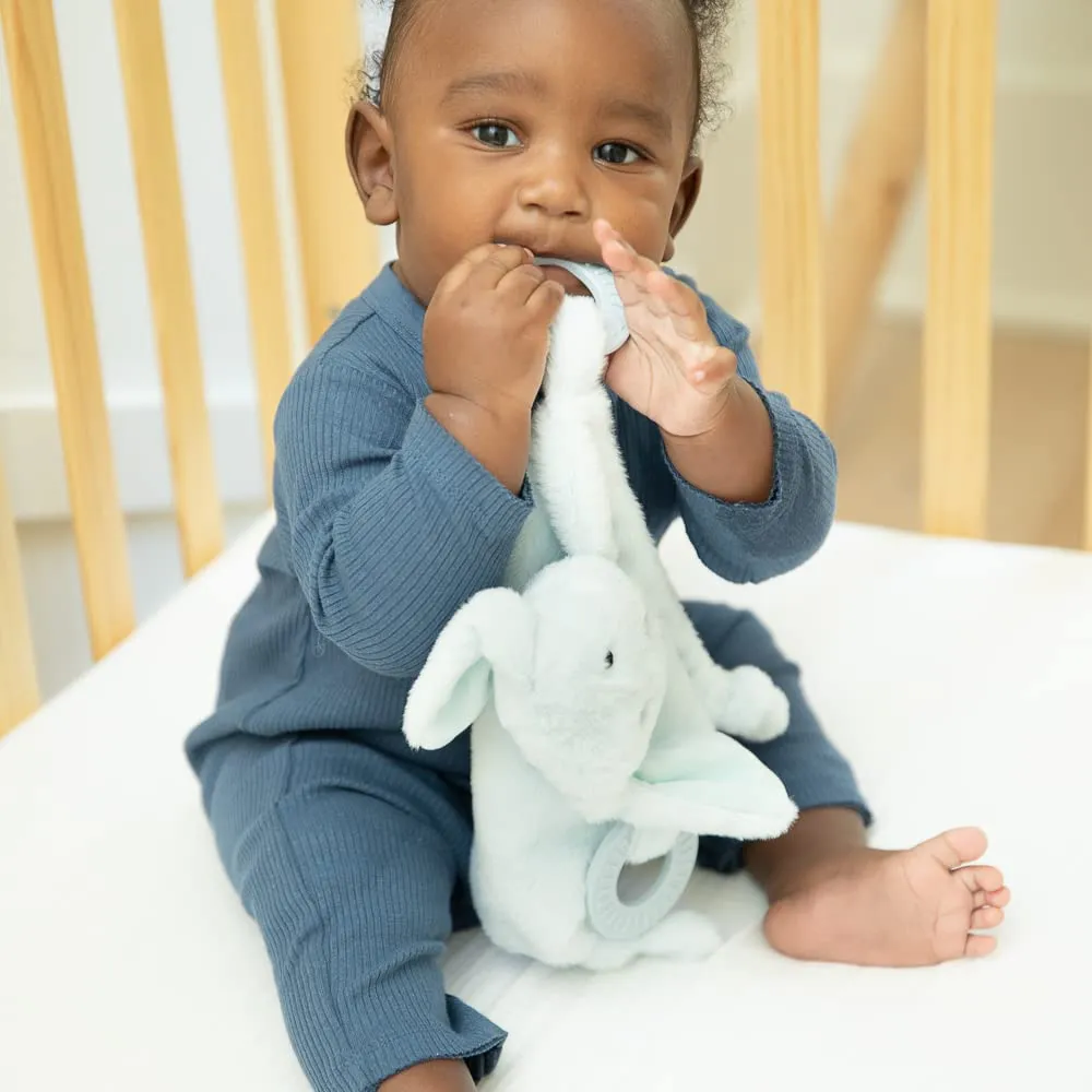 Bella Tunno Teether Buddy – Soft, Plush Baby Lovey with Textured Baby Teether Toy and Gentle Rattling Head, Comforts and Brings Teething Relief, Colorful Animal-Themed Baby Teething Toys (Dog)