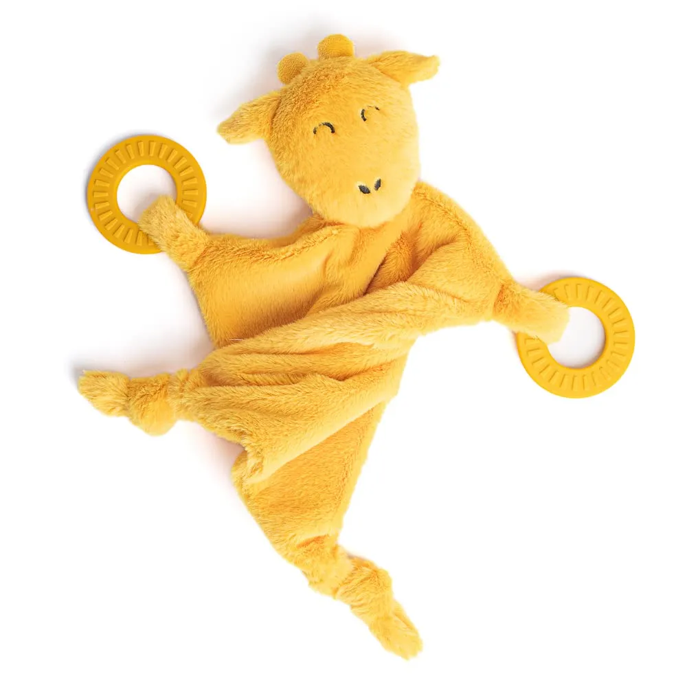 Bella Tunno Teether Buddy – Soft, Plush Baby Lovey with Textured Baby Teether Toy and Gentle Rattling Head, Comforts and Brings Teething Relief, Colorful Animal-Themed Baby Teething Toys (Giraffe)