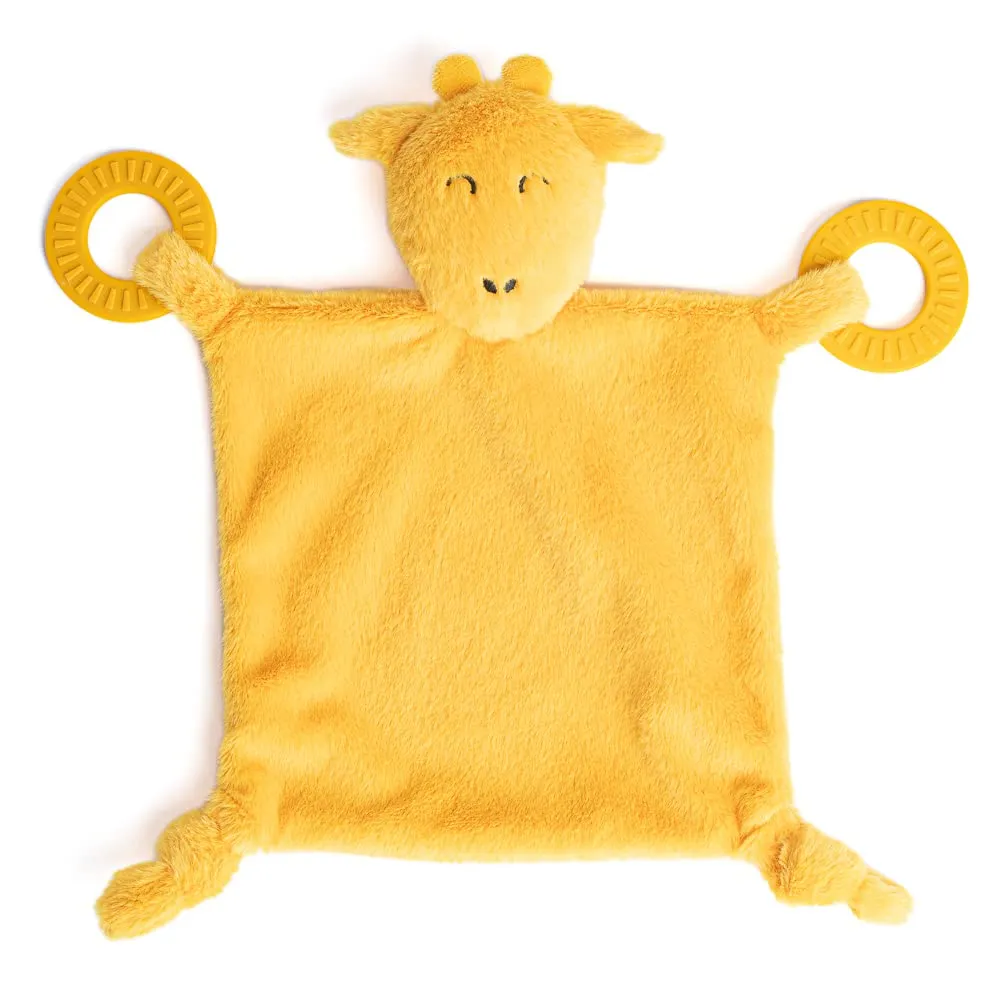 Bella Tunno Teether Buddy – Soft, Plush Baby Lovey with Textured Baby Teether Toy and Gentle Rattling Head, Comforts and Brings Teething Relief, Colorful Animal-Themed Baby Teething Toys (Giraffe)