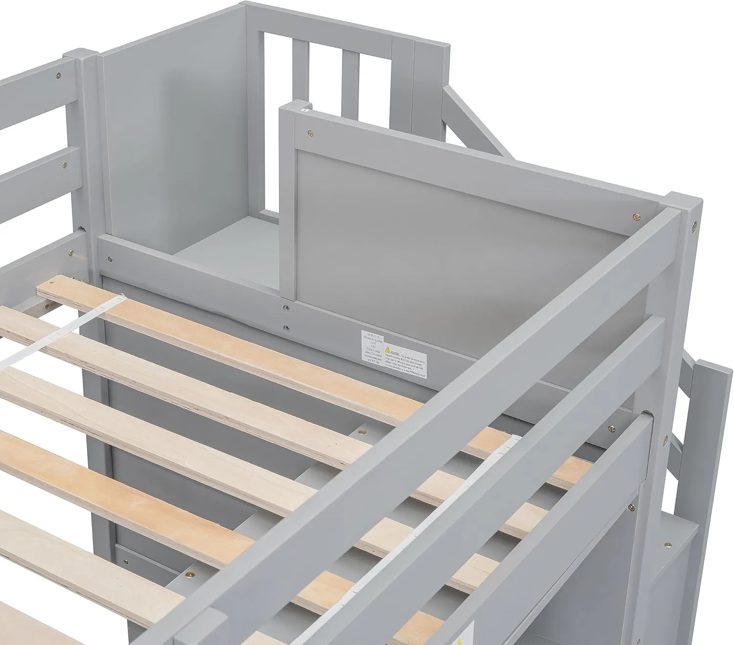 Bellemave Twin Size Low loft Bed for Kids,Wood Loft Beds,Modern Farmhouse Twin loft Bed,Loft Bed with Storage, No Box Spring Needed,for Kids,Gray