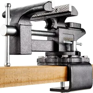 Bench Vise 6", Vice for Workbench with Heavy Duty Forged Steel Construction, Built-in Pipe Jaw and Swivel Base, Table Vise for Woodworking, Home Workshop Use and DIY Job