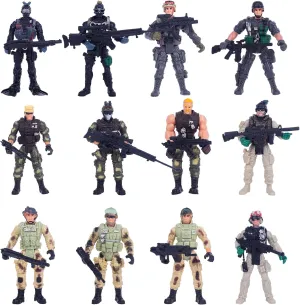 Berry President Army Men, Army Action Figures, 4 Inches Military Action Figures, Army Combat SWAT Soldier Action Figures Toys for 4 5 6 7 8 9 10 Year Old Boys (12 Pcs)
