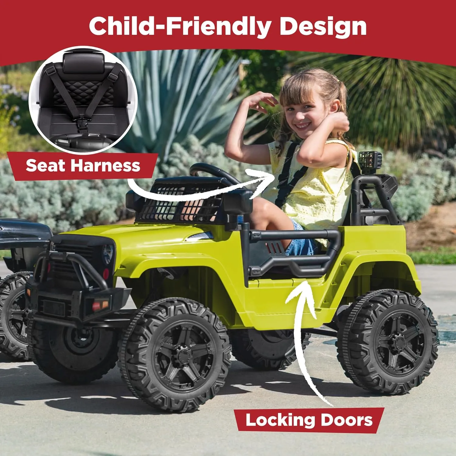 Best Choice Products 12V Kids Ride On Truck Car w/Parent Remote Control, Spring Suspension, LED Lights, AUX Port - Green