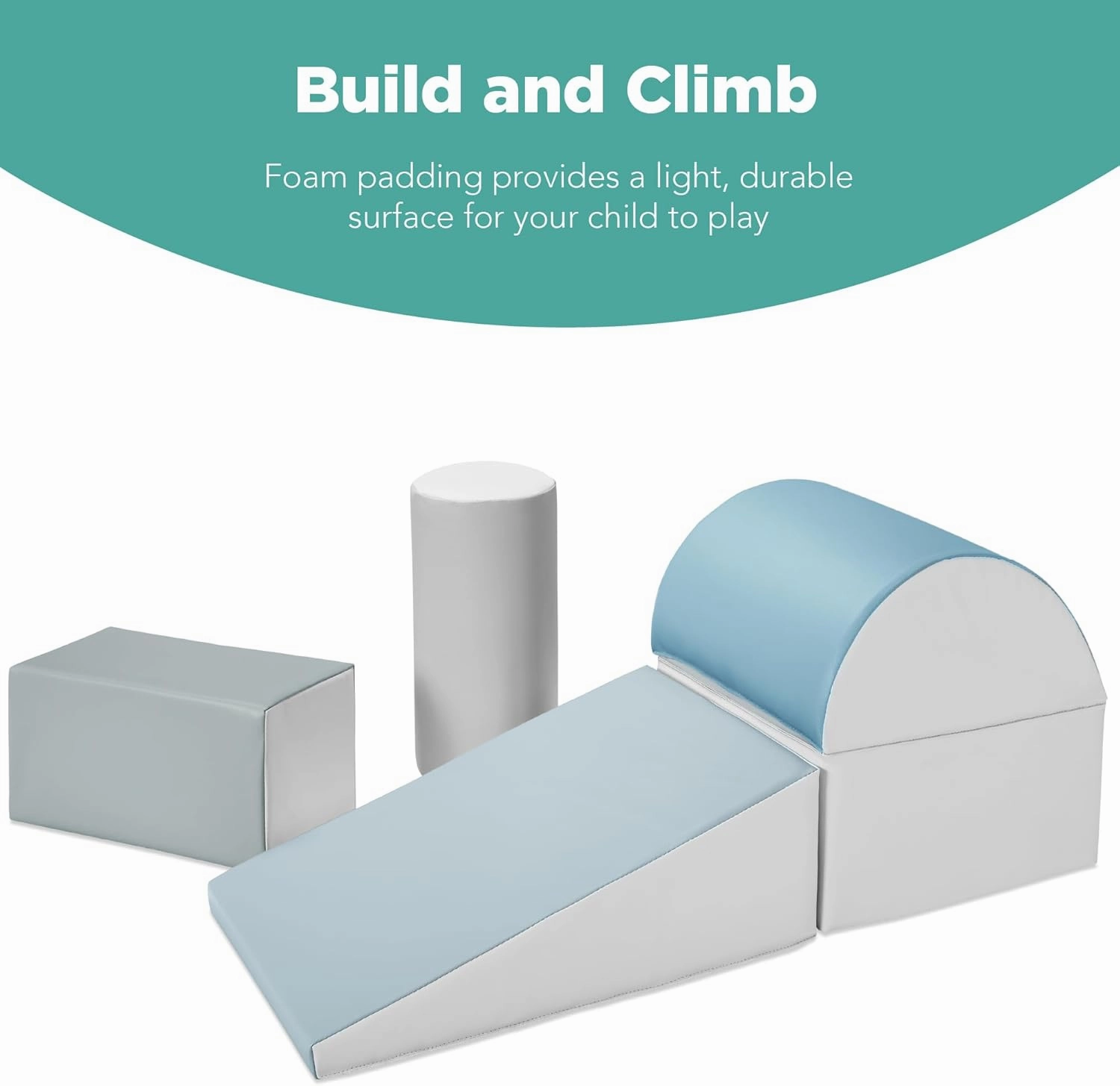 Best Choice Products 5-Piece Kids Climb & Crawl Soft Foam Block Activity Play Structures for Child Development, Color Coordination, Motor Skills - Blue